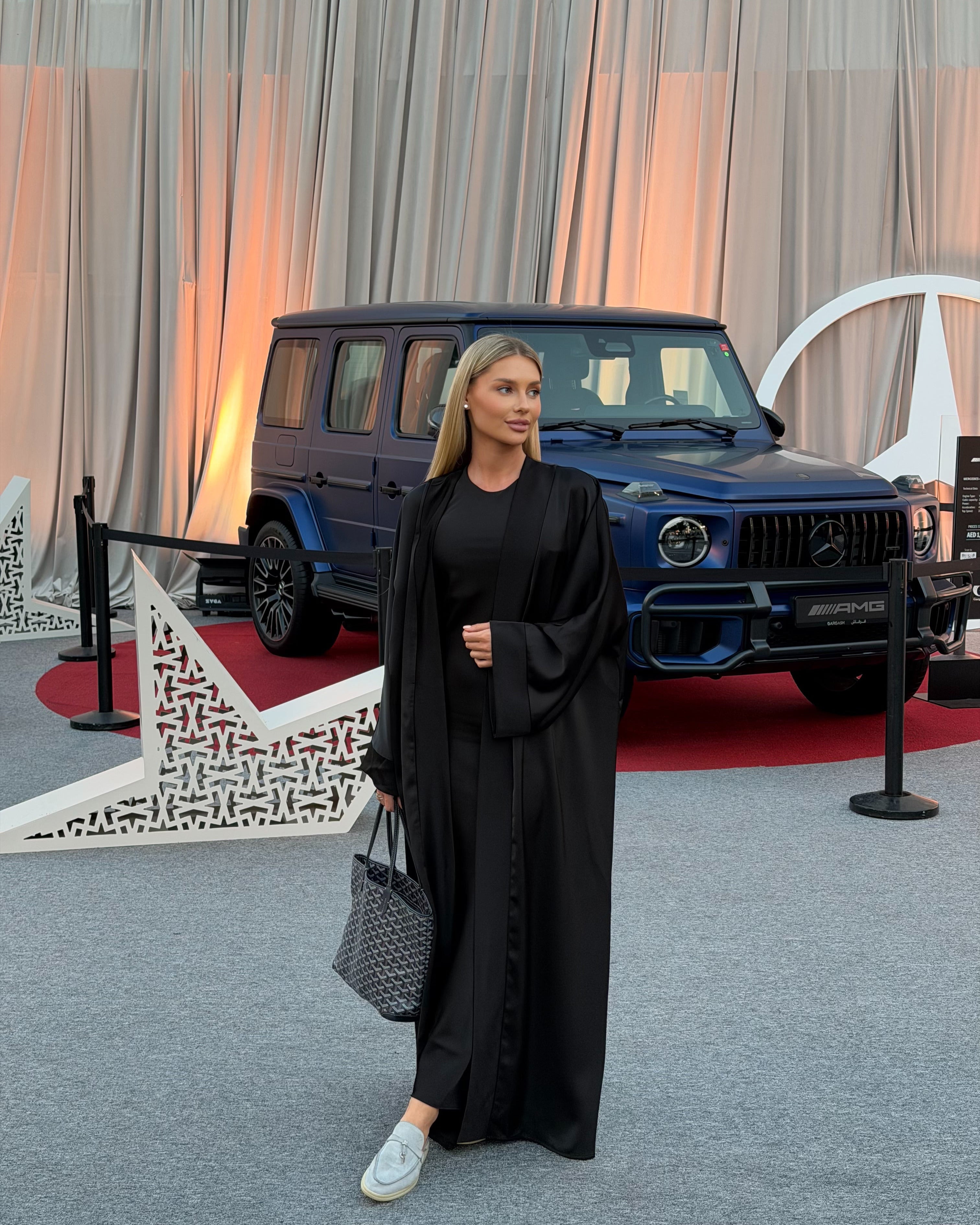 Black satin set Dress & Abaya